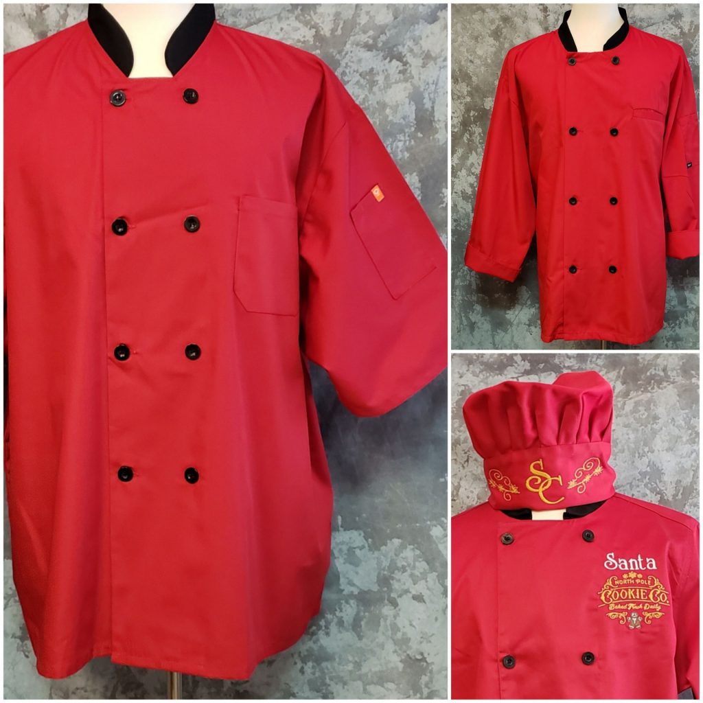 Santa Chef Plain and Embroidered with Hat