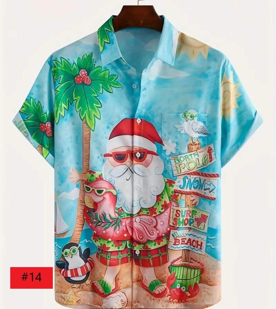 Summer Santa Shirt - Poly - Design #14 - Hawaii Santa